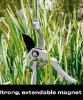 Multipurpose Pickup Tool Set With 36 Inch Flexible Claw Grabber And Telescoping Magnetic Pickup Stick in action holding garden shears