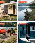 Different uses of 100W Ultra Portable Solar Panel Charger With PD3.0 USB-C, QC3.0 USB-A And DC Outputs Foldable IP67 Waterproof