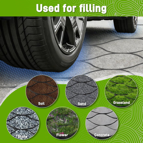 Gravel Grid HDPE Heavy Duty 4x33 Ft System With 2 Inch Depth And 1885 Lb Per Sq Ft Load Capacity Support surfaces for driveways