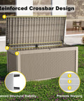 Waterproof Outdoor Storage Box With 320 Gallon Capacity UV Resistant Resin Deck Box Hydraulic Rod For Smooth Lift And Reinforced Stability