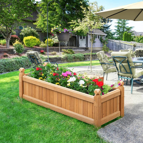 Wooden Raised Garden Bed Planter Box For Yard And Greenhouse Outdoor Use, Rectangular Planter For Vegetables, Flowers, Herbs.