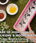 Rectangular Soap Mold Kit With Cutter For DIY Soap Making, 42oz Flexible Silicone Loaf Mold With Wooden Box, top view.