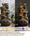 5 Tier Rock Solar Water Fountain Outdoor Garden With LED Lights 36 Inch Tall Cascading Water Feature for patio use