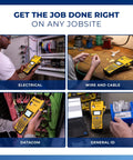 Top Shelf Handheld Portable Label Printer Kit Built For Daily Hustle in use on various jobsites including electrical and datacom tasks.