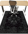 36x48 Inch Office Chair Mat for Hardwood Floors Non Slip Desk Rug under office chair and desk setup, black patterned design.