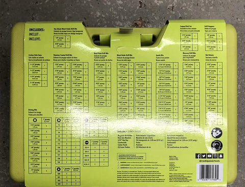 Back of 300 Piece Drill And Drive Kit With Pro Grade Bits And Driver Set, Sockets, Magnetic Bit Holder, Heavy Duty Case, tool list visible