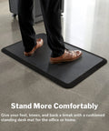 Standing Desk Anti Fatigue Mat 34X22 Inches Cushioned Non Slip Floor Pad for comfort and support, man standing on mat