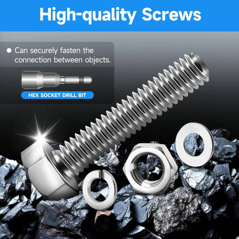 12 Sets 1/4-20 Hex Head Screws Bolts And Nuts Kit With 1/4-20 Bolts Nuts Flat And Lock Washers Fully Threaded 304 Stainless Steel