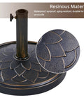 Heavy Duty Bronze 18 Inch Patio Umbrella Base All Weather Resin Stand 26 Lb Outdoor Garden Yard Stabilizer in detail view