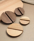 Walnut Wood Circular Cabinet Drawer Pulls Four Pairs Round Wood Grain Handles With Approximately Five Inch Length Durable Single Hole Mount