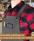 Waxed Canvas Tool Apron For Woodworking Pros And DIYers, Heavy Duty Work Apron With Front Pockets, Adjustable Padded Crossback Straps