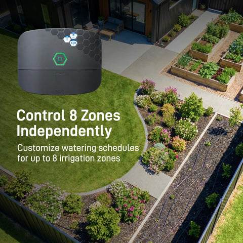 B-hyve XR 8 Zone Smart Sprinkler Timer With WiFi App Control Indoor Outdoor Irrigation Controller Weatherproof Multi Zone System 