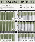 Light Sage Double Layer Blackout Linen Curtains For Living Room And Bedroom, 96 Inch Long Pinch Pleat Drapes, 4 hanging options