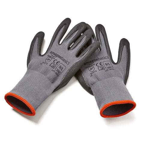 Micro Foam Nitrile Coated Safety Work Gloves With Touch Screen Compatible Nylon Liner Grey Size 9 Large 6 Pack Durable Grip