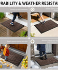 Heavy Duty Front Door Mat Waterproof Outdoor Entry Rug 29.5x17 Non Slip Rubber Doormat For Garage Patio Indoor Use Brown Durable