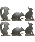 8 Inch Steel Target Set 10 Pieces Animal Silhouette Knockover Targets For 22LR And Other Small Bore Pistols And Rifles On Unpainted One Quarter Inch Metal Plates Includes Crows Prairie Dogs Rabbits Rats Squirrels