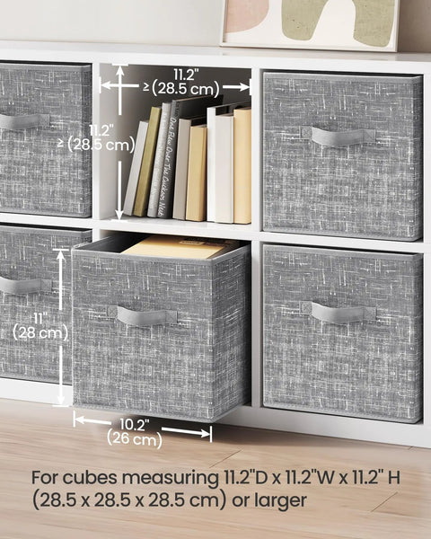 Rock Solid Foldable Storage Cubes Set Of 6, Durable 11 Inch Closet Organizers With Reinforced Handles Heavy Duty Textile Boxes Straight Up Gonna Organize Your Home Office Bedroom Walk In Closet Space Saver No Sweat Today