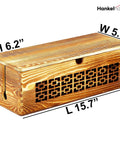 Large Wooden Cable Management Box For Home And Office, Dope Cord Organizer And Power Strip Hideaway with decorative pattern