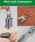 Titanium Alloy Car Key Chain Ring With Mini Key Shackle And Small Screwdriver For Narrow Hole Car Keys shown with various keys.