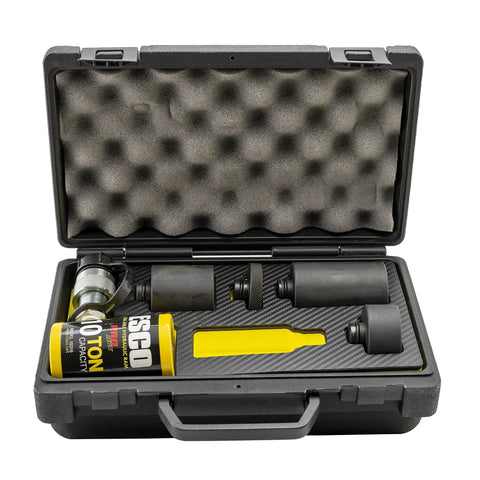 Stackable 10 Ton Hydraulic Ram Kit With Snap In Extensions For Tire Service And Auto Work, Adjustable From 3.5 To 11.25 Inches