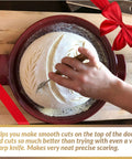 Straight Fire Sourdough Lame Scoring Blade Next Level Dough Cutting Knife For Artisan Bread Making shown cutting dough design.