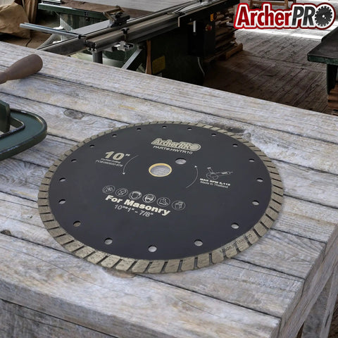 Heavy Duty Turbo Rim Diamond Blade For Crushing Through Masonry Stone Pavers Bricks And Blocks Wet Or Dry Compatible Quad Hole Mount No Sweat Professional Cutting Performance