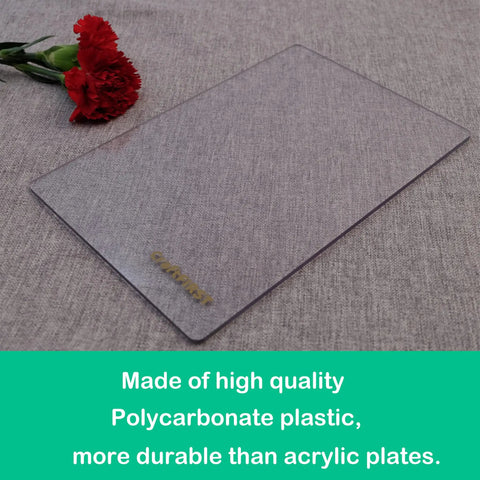 Clear 6 X 9 Die Cutting Plate for Machines, durable polycarbonate see through protector on a fabric surface with flower