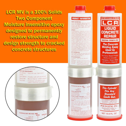Crack Injection Epoxy Kit For Concrete, Wood, Fiberglass And Metal In A 10 Oz Cartridge With Resin And Hardener, One Gun Ready