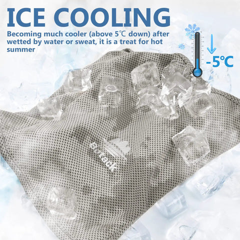 Balaclava Ski Mask With UPF 30 Plus Sun Protection ice cooling effect shown with ice cubes on grey fabric
