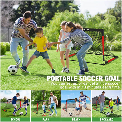 2 Pack 4x3 Feet Portable Kids Soccer Goals For Backyard Practice Pop Up Easy Setup Indoor And Outdoor Training Kit With Size 3 Soccer Ball Cones And Pump For Ages 3 To 12
