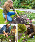 Gardeners using 3 Pack Pro Grade Stainless Steel Weed Puller Tools Set With L Shaped Crack Sickle And V Shaped Uprooting Hand Weeder