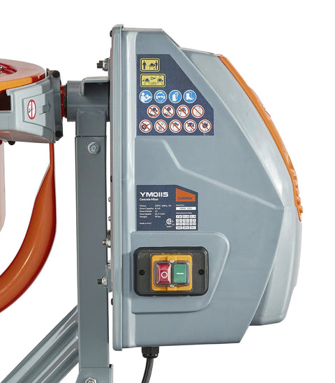 Built Tough 1.6 Cu. Ft. Concrete Mixer With Steel Drum IP45 Washdown Certified Motor and Gearbox close-up view