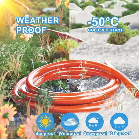Heavy Duty Outdoor Extension Cord 25 Ft 12 AWG 3 Conductor, Waterproof with Lighted End in snowy and grassy terrain