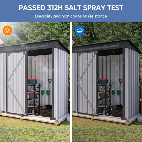 Heavy Duty Exterior Barn Door Hardware Kit 6 Ft Wall Mounted Slide Track Built Tough Galvanized Steel With Floor Guide Weather Resistant Black Finish Glides Smooth Fits Standard Doors Hardware Only No Door Included - Salt spray test imagery showing corrosion resistance.