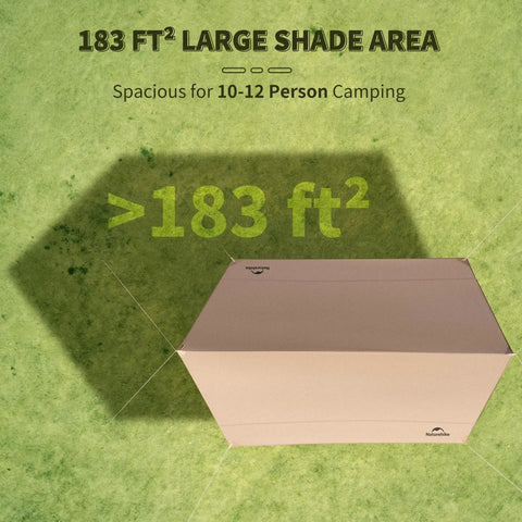 Beefy Heavy Duty Camping Tarp Canopy with Poles, Waterproof 18000mm Rain Shelter, UV Blocking UPF2000+ sun shade set up