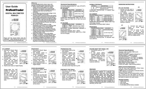 User guide for 7 Function Digital Multimeter For DIYers And Pros Measures AC DC Voltage, Resistance, Current, Diodes