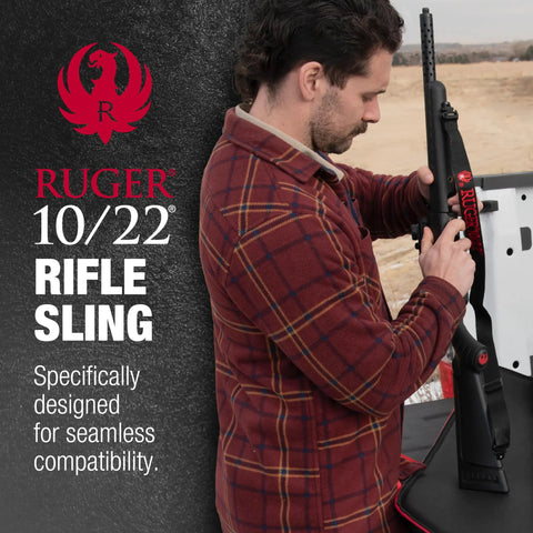 Built Tough Heavy Duty Two Point Tactical Rifle Sling With Quick Detach Swivels rated for five hundred pounds, shown in use.
