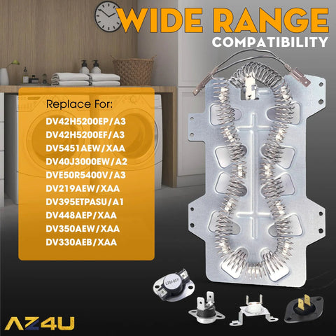 Dryer Heating Element Assembly Replacement For Multiple Models Easy Install Fits A Wide Range Of Dryers with compatibility list and parts