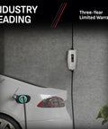 Go-To Portable Level 1 EV Charger For Home And On The Go 12 Amp At 120 Volt NEMA 5 15P Plug Indoor Outdoor Use J1772 Connector 20 Foot Cable SEV1670 Ships Fast shown charging electric vehicle