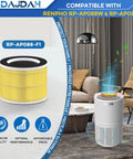 Pet Allergy Focused RP-AP088-F1 Replacement Filter For Air Purifier With True HEPA H13, Activated Carbon For Ammonia Removal