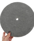 High Performance Nylon Buffing Wheels For Metal And Hardware Polishing Compatible With Bench Grinders To Shine Stainless Steel Copper Aluminum And Stone Fast At 7p Hardness, grey nylon wheel held up.