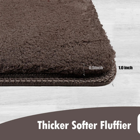 Close-up of Ultra Plush Carpet Stair Treads showing 0.5-inch thickness and dark brown color