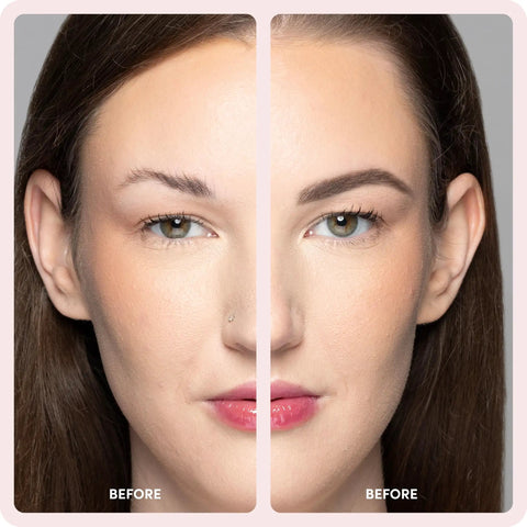"Before and after eyebrows using Brow Buddy Kit With Patented Symmetrical Shaping Tool And Contouring Stencil Pro Brow Mapping Set"