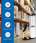 Industrial Strength Stretch Film Dispenser Pallet Wrapper with Extended Handle for 14 to 20 Inch Rolls in warehouse