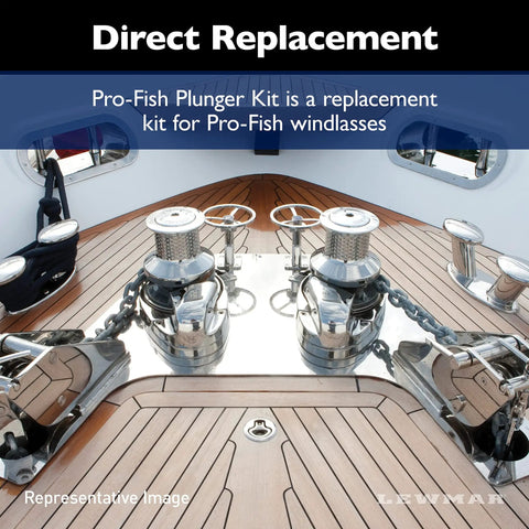 Rock Solid Heavy Duty Windlass Plunger Kit For Pro Fish Boats Includes Full Retaining Pin Kit With Bushing Spring And Allen Head Screw visible on deck winch.