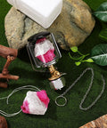 Portable Propane Gas Lantern For Camping With Copper And Stainless Steel Construction on grass with chain accessory