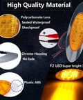 6.6 Inch Oval Amber LED Side Marker Lights Kit For Truck Trailer RV Van And Pickup Waterproof Chrome Surface Mount