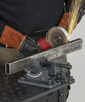Cradle Angle Drill Press Vise With 3.5 Inch Jaw Opening 2500 Lb Clamping 0 To 90 Degree Tilt in use with metalwork
