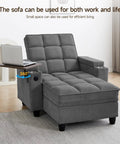 Big And Comfy Recliner With 360 Degree Swivel Tray Table Modern Tufted Linen Chair With Cup Holders And USB Port