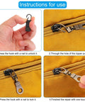 Instructions for using Zipper Pull Replacement Kit Four Pcs Detachable Metal Zipper Tabs For Luggage Backpacks And Suitcases Gun Black